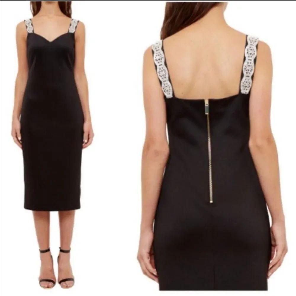 NWT Ted Baker Mally Black BodyCon Bling Cocktail Dress 2